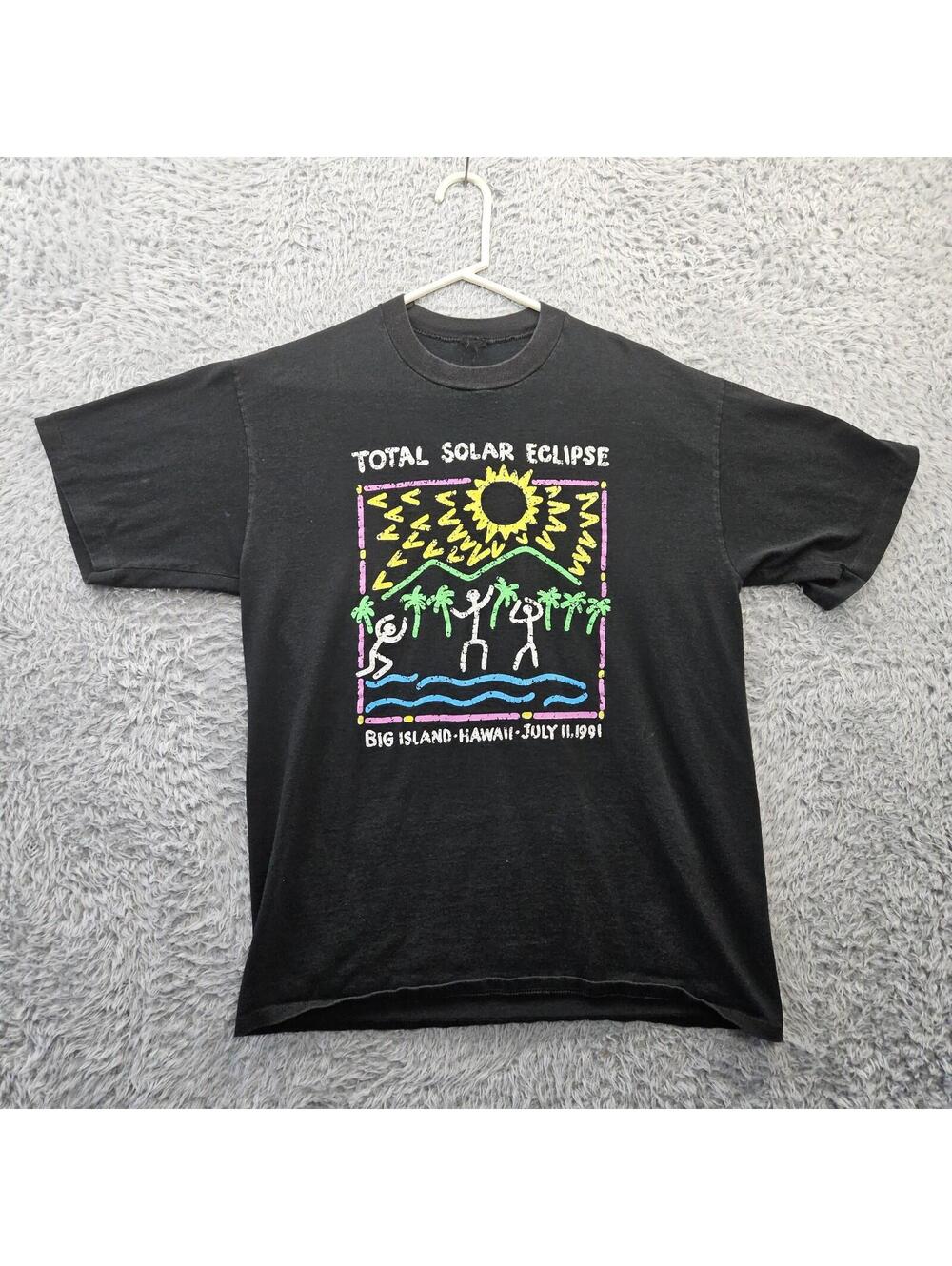 Vintage T Shirt Total Solar Eclipse Hawaii July 11 1991 Single Stitch Large *Hol